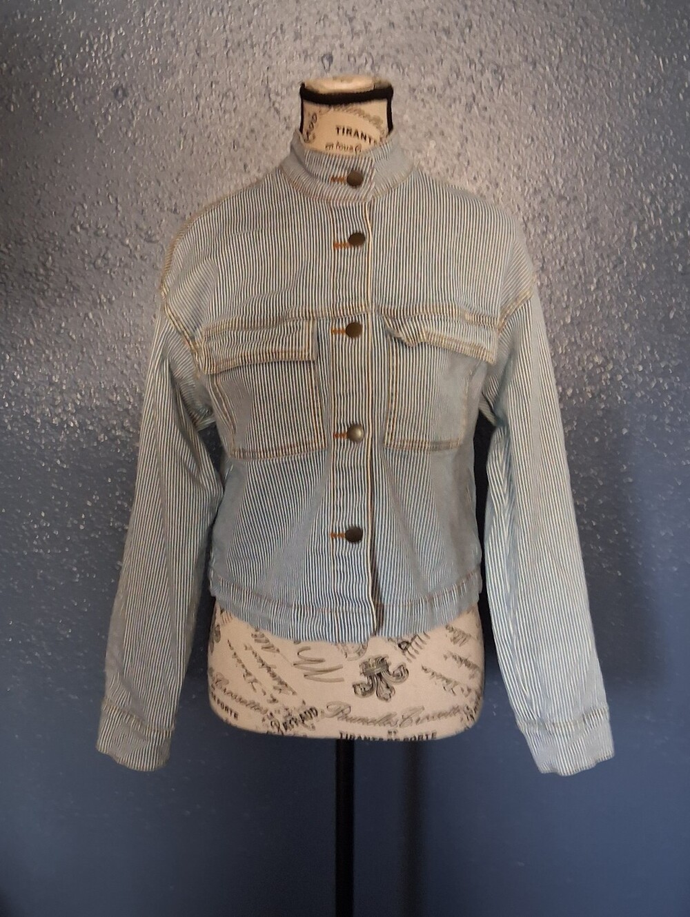 Universal Thread Womens Light Blue Striped Denim Jacket Small